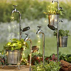 Adorno Solar Led Para Jardín Diseño Grifo Con Cascada De Luz 3