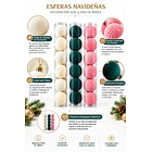 Pack X18 Esferas Navideñas De Terciopelo Rosa-verde-beige 2
