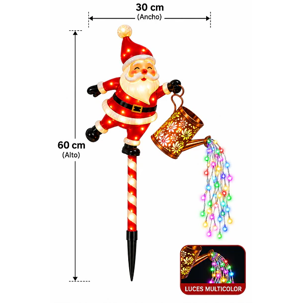 Adorno Navideño Solar Viejito Pascuero Con Regadera Led 2