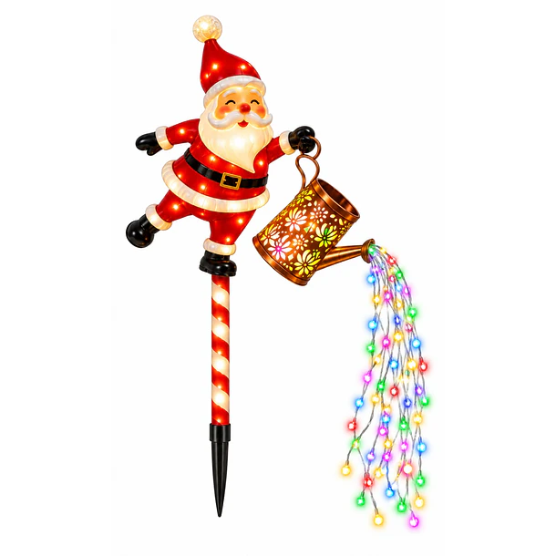 Adorno Navideño Solar Viejito Pascuero Con Regadera Led 1