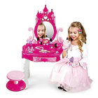 Mesa De Belleza Castillo Princesas Niñas Espejo Con Silla 1