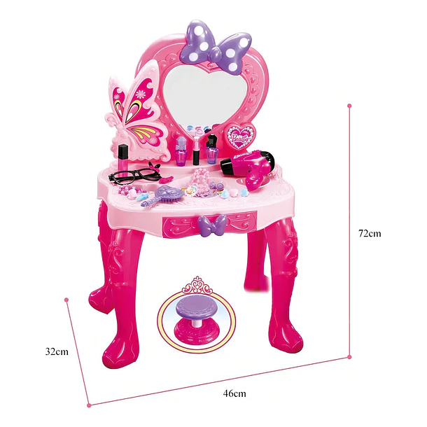 Juguete Tocador Infantil Princesa con Taburete, Luces y Sonido + Accesorios 3