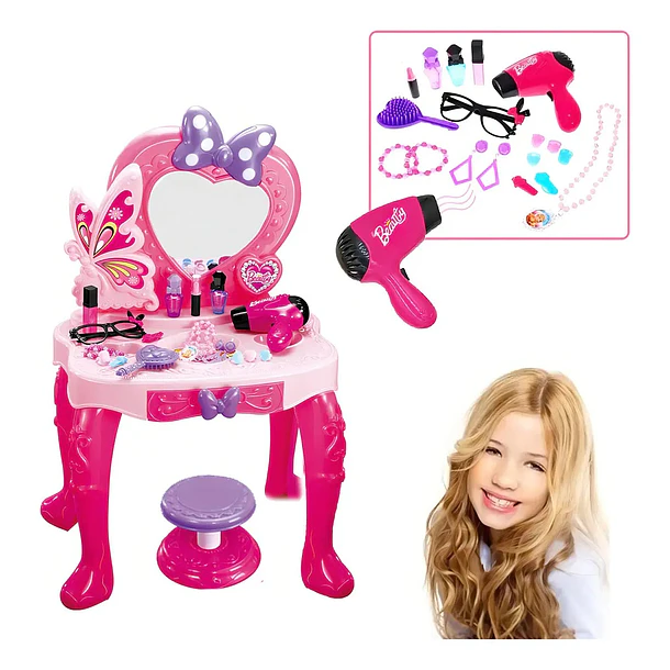 Juguete Tocador Infantil Princesa con Taburete, Luces y Sonido + Accesorios 4