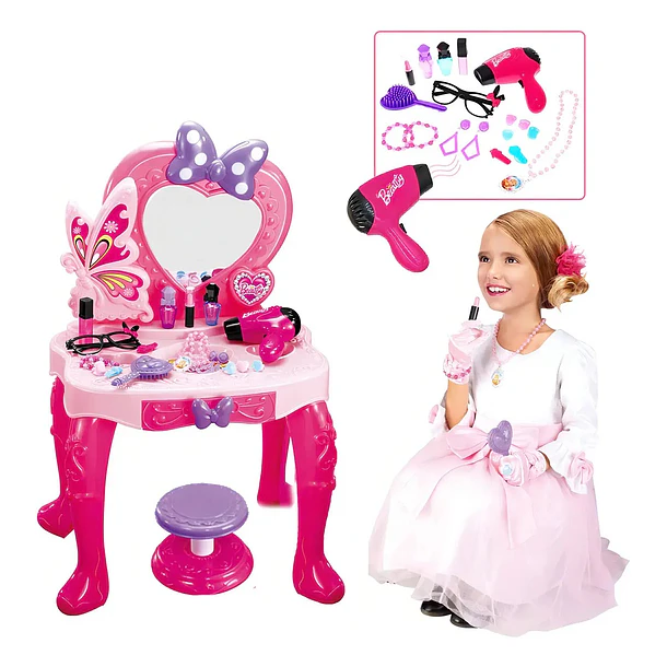 Juguete Tocador Infantil Princesa con Taburete, Luces y Sonido + Accesorios 5
