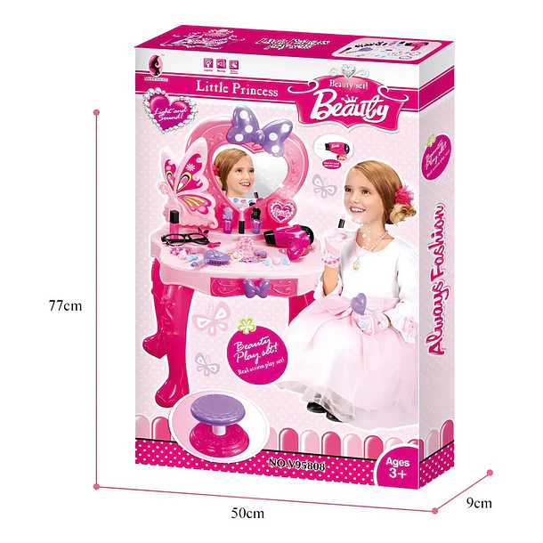 Juguete Tocador Infantil Princesa con Taburete, Luces y Sonido + Accesorios 6