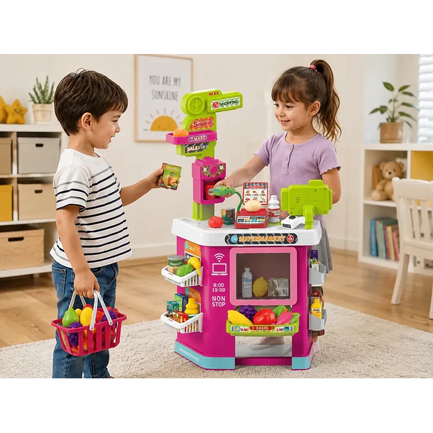 Set Supermercado Infantil Interactivo 67 Piezas Luz y Sonido 3