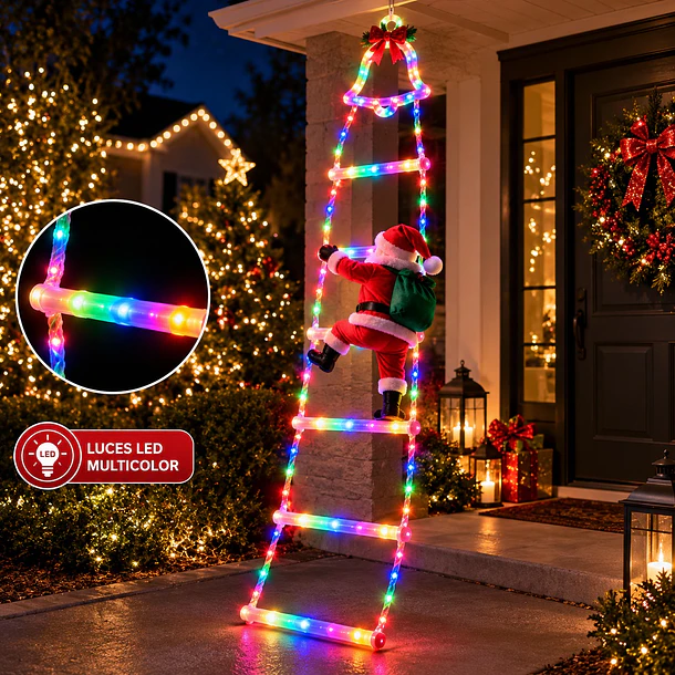 Luces Navideñas Solar Escalera Viejito Pascuero 5 Escalones 5