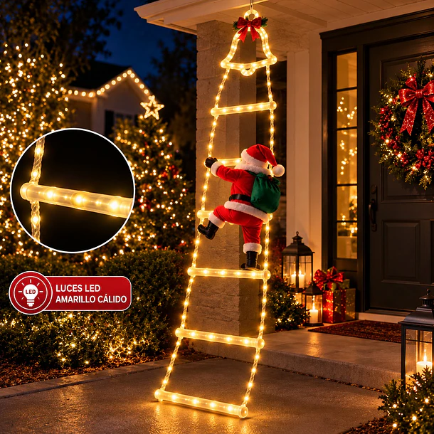 Luces Navideñas Solar Escalera Viejito Pascuero 5 Escalones 6