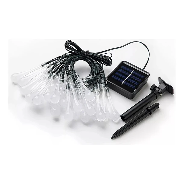 Guirnalda De Luces Led Solar De 6.5 Metros Decoración Jardín gotas de agua 2