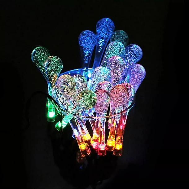 Guirnalda De Luces Led Solar De 6.5 Metros Decoración Jardín gotas de agua 5