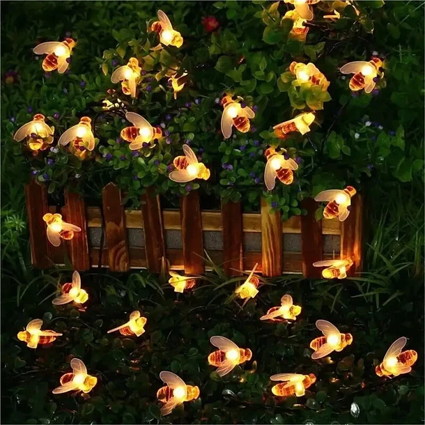 Guirnalda De Luces LED Solar Diseño Abejas Decoración Jardín 6.5M 3