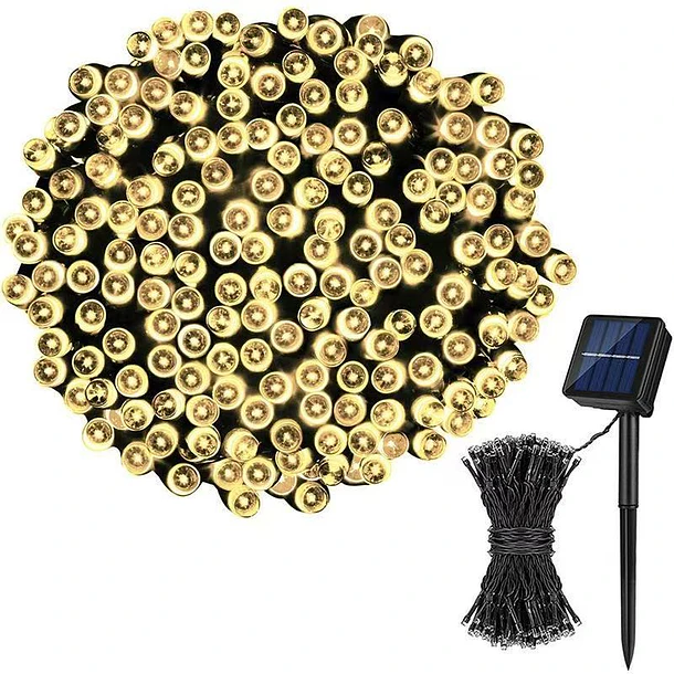 Luces Guirnalda Navidad Solares 100 Led 12m Decoracion 1