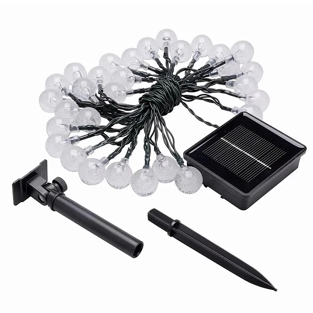 Guirnalda De Luces Solar Led Esferas Cristal 5 Metros 30 Led 4