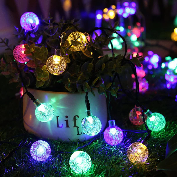 Guirnalda De Luces Solar Led Esferas Cristal 5 Metros 30 Led 5