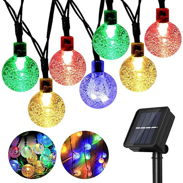 Guirnalda De Luces Solar Led Esferas Cristal 5 Metros 30 Led 6