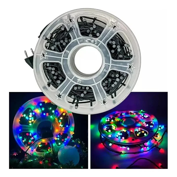 Luces Navideñas Led 100 Metros En Carrete Enchufe Nacional 8