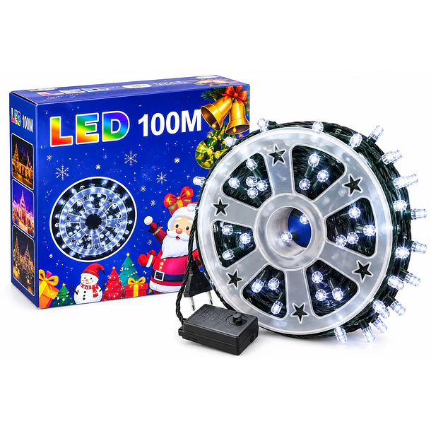 Luces Navideñas Led 100 Metros En Carrete Enchufe Nacional 1