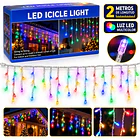 Luces Cortina Cascada Led Solar Multicolor 2 Metros Exterior 1