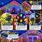 Luces Cortina Cascada Led Solar Multicolor 2 Metros Exterior 4