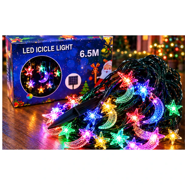 Luces Navidad Guirnalda Led Solares De 6.5 Metros Multicolor 6