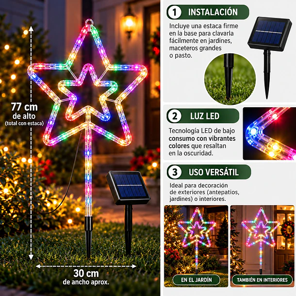 Estaca Navideña Led Multicolor 77cm Adorno Jardín 6