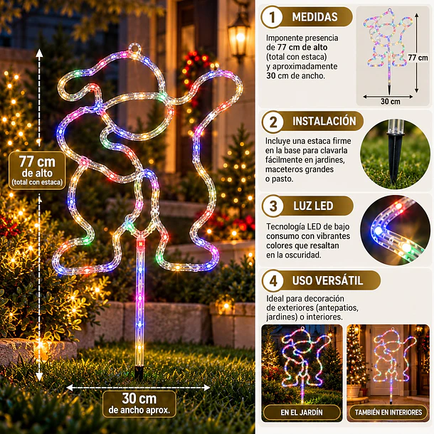 Estaca Navideña Led Multicolor 77cm Adorno Jardín 9