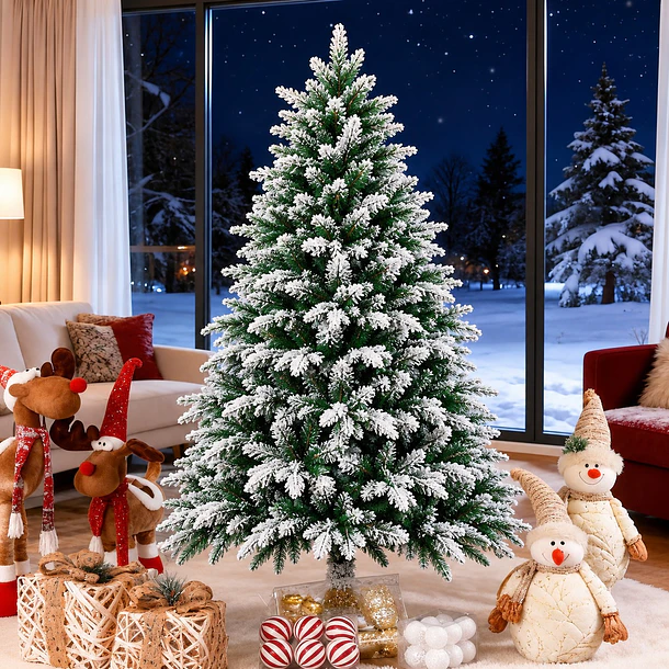 Árbol De Navidad Artificial Nevado 210 Cm Pino De Lujo 6