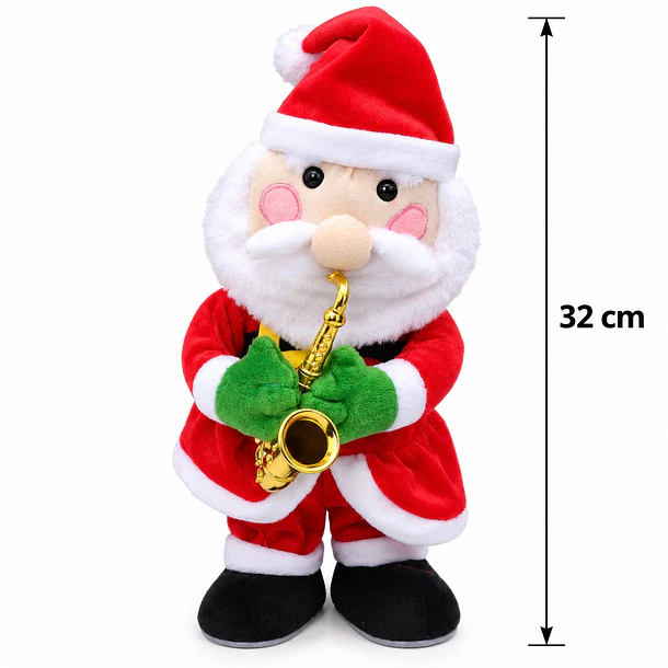 Muñeco Navideño Musical Con Movimiento Saxofón De 32 Cm 3