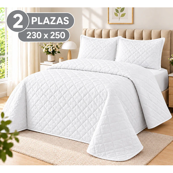 Cubrecama + 2 Fundas Acolchado Hipoalergénico 230x250 2p 16