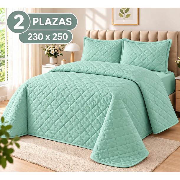 Cubrecama + 2 Fundas Acolchado Hipoalergénico 230x250 2p 8