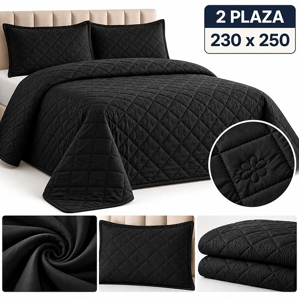 Cubrecama + 2 Fundas Acolchado Hipoalergénico 230x250 2p 2