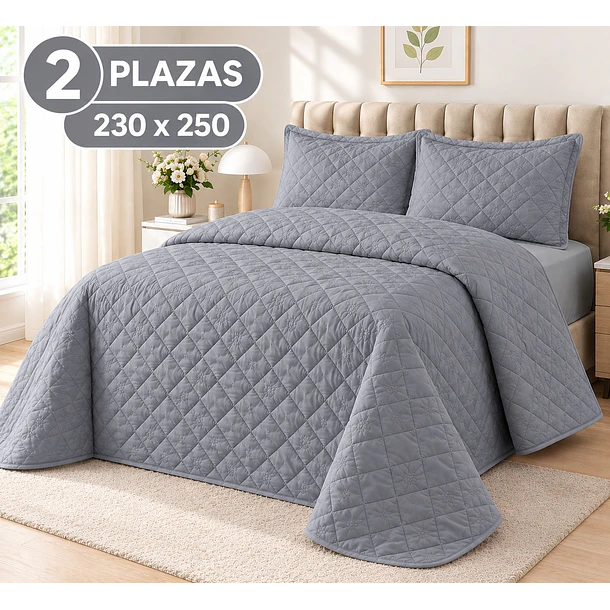 Cubrecama + 2 Fundas Acolchado Hipoalergénico 230x250 2p 11