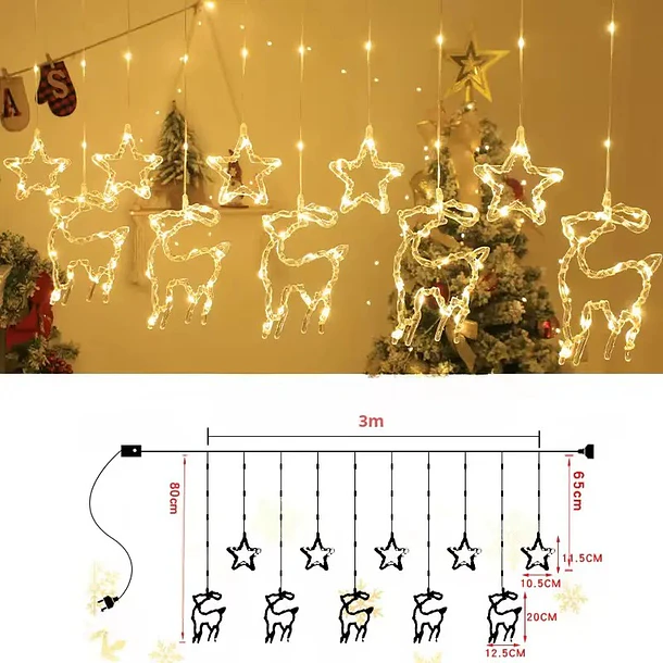 Guirnaldas De Luces Led Solar 3 Metros Figuras Navideñas 11