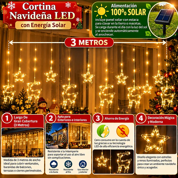 Guirnaldas De Luces Led Solar 3 Metros Figuras Navideñas 16