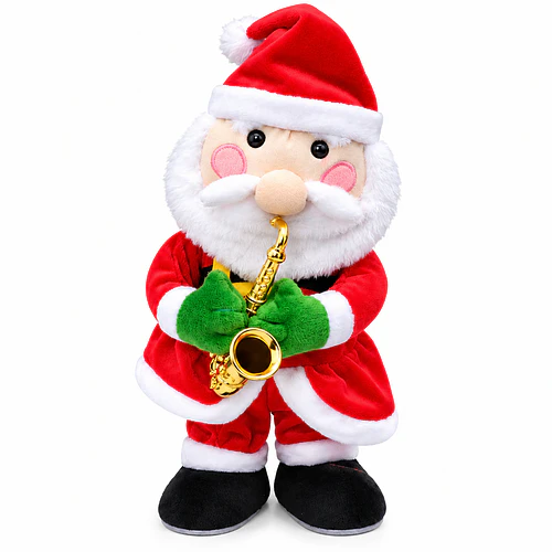 Muñeco Navideño Musical Con Movimiento Saxofón De 32 Cm