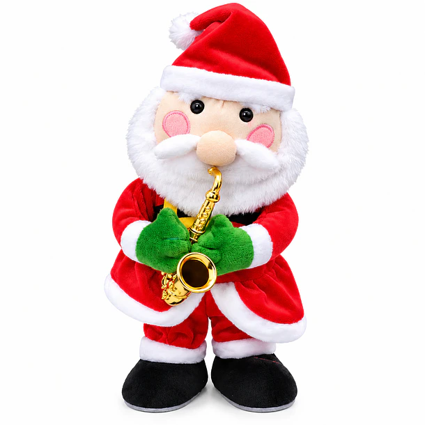 Muñeco Navideño Musical Con Movimiento Saxofón De 32 Cm 1