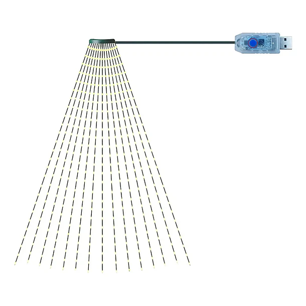 Luces Cascada Led Con Anillo Para Árbol De Navidad 1.6m 1