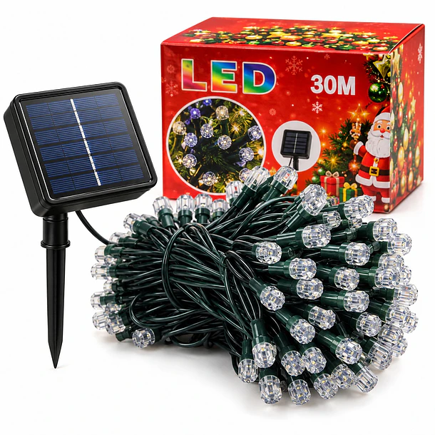 Luces Led Navidad Solar Guirnaldas Decorativas De 30 Metros 1