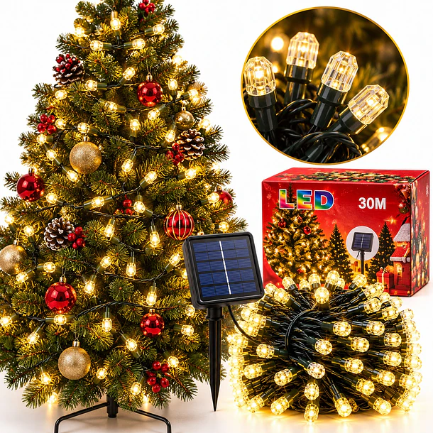 Luces Led Navidad Solar Guirnaldas Decorativas De 30 Metros 4