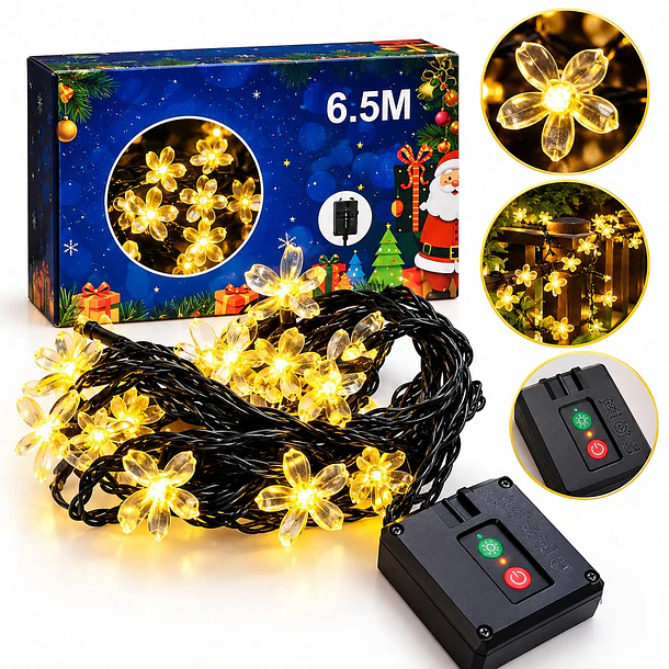 Luces Navidad Figuras Guirnalda Led Solares De 6.5 Metros 6