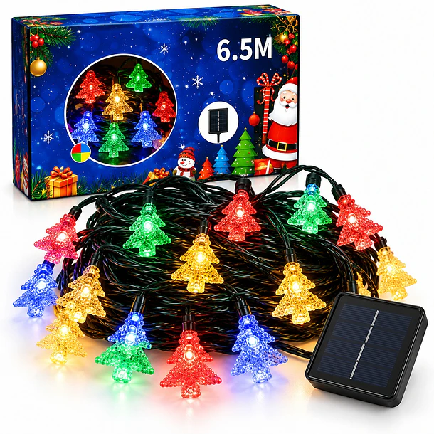 Luces Navidad Figuras Guirnalda Led Solares De 6.5 Metros 8