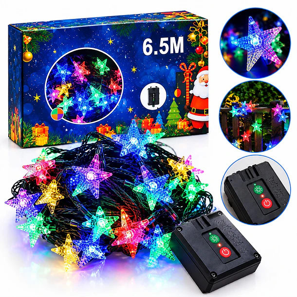 Luces Navidad Figuras Guirnalda Led Solares De 6.5 Metros 11