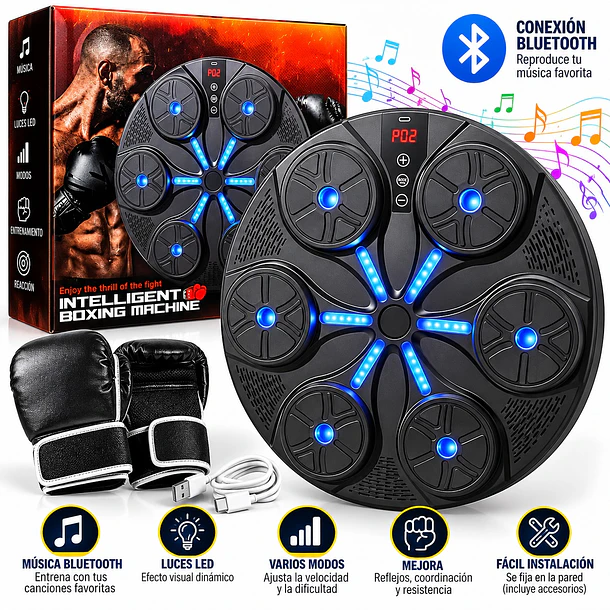 Máquina De Boxeo Inteligente Con Música Bluetooth Y Guantes 2