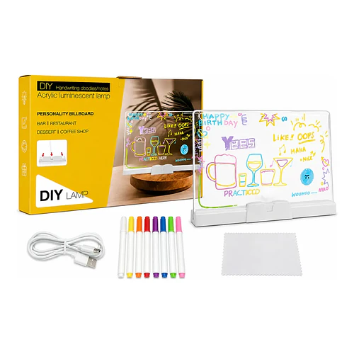 Pizarra De Acrílico Led Con Marcadores Borrables Diy Lamp