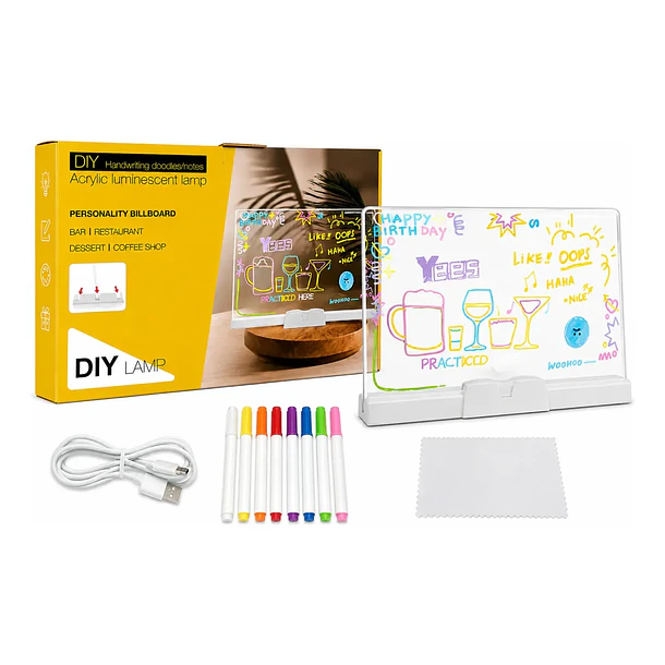 Pizarra De Acrílico Led Con Marcadores Borrables Diy Lamp 1