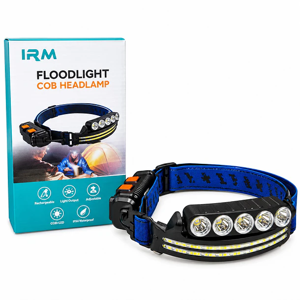 Linterna Frontal LED Recargable COB, Treking, Camping y Emergencias 1