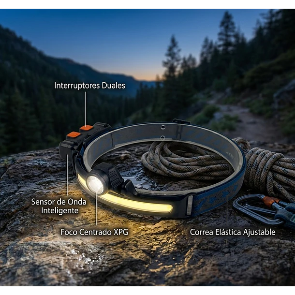 Linterna Frontal LED y COB Recargable IRM: Potencia y Versatilidad Manos Libres 3