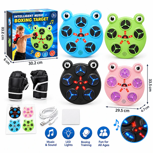 Máquina De Boxeo Infantil De Pared Con Música Luces Led Rgb 5