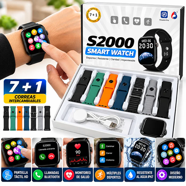 Reloj Inteligente Smartwatch S2000 Set 7 En 1 5