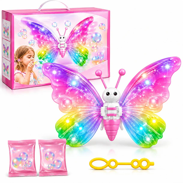 Alas De Mariposa Con Luz Música Y Burbujas Juguetes Disfraz 2